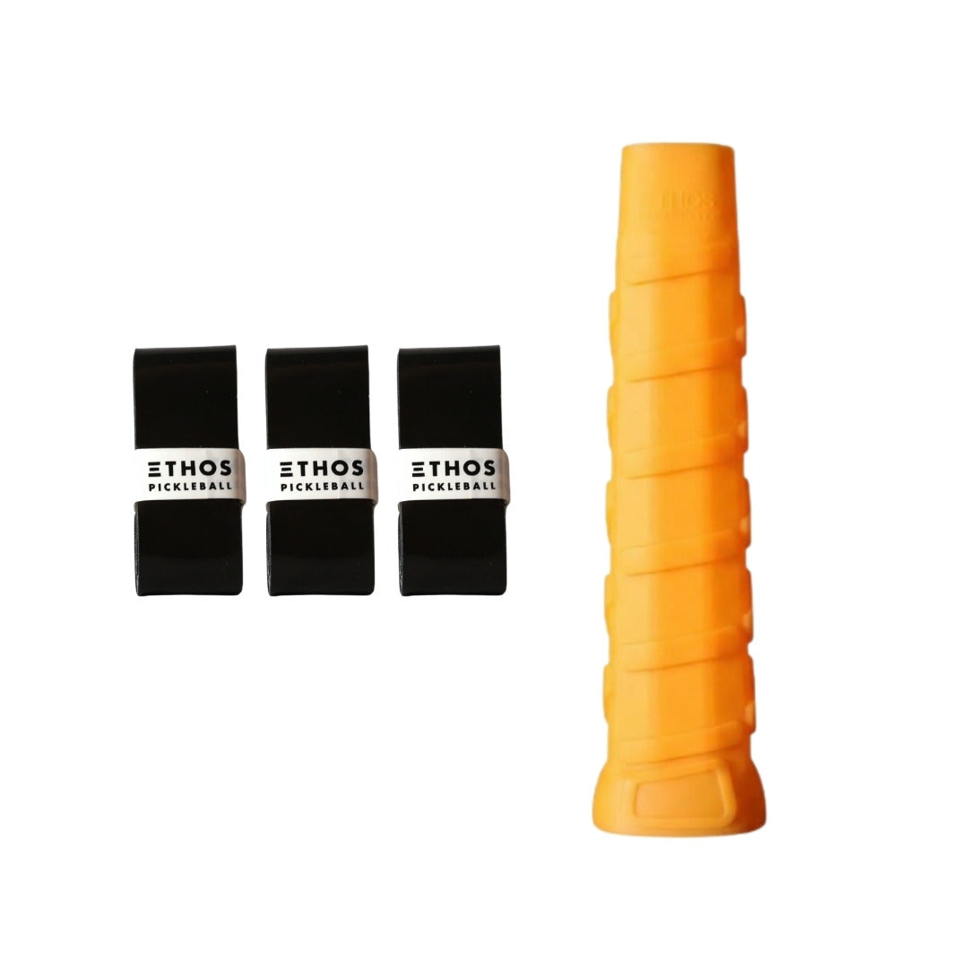 Ethos LH-LW orange undergrip 1-pack with black Comfort overgrip 3-pack