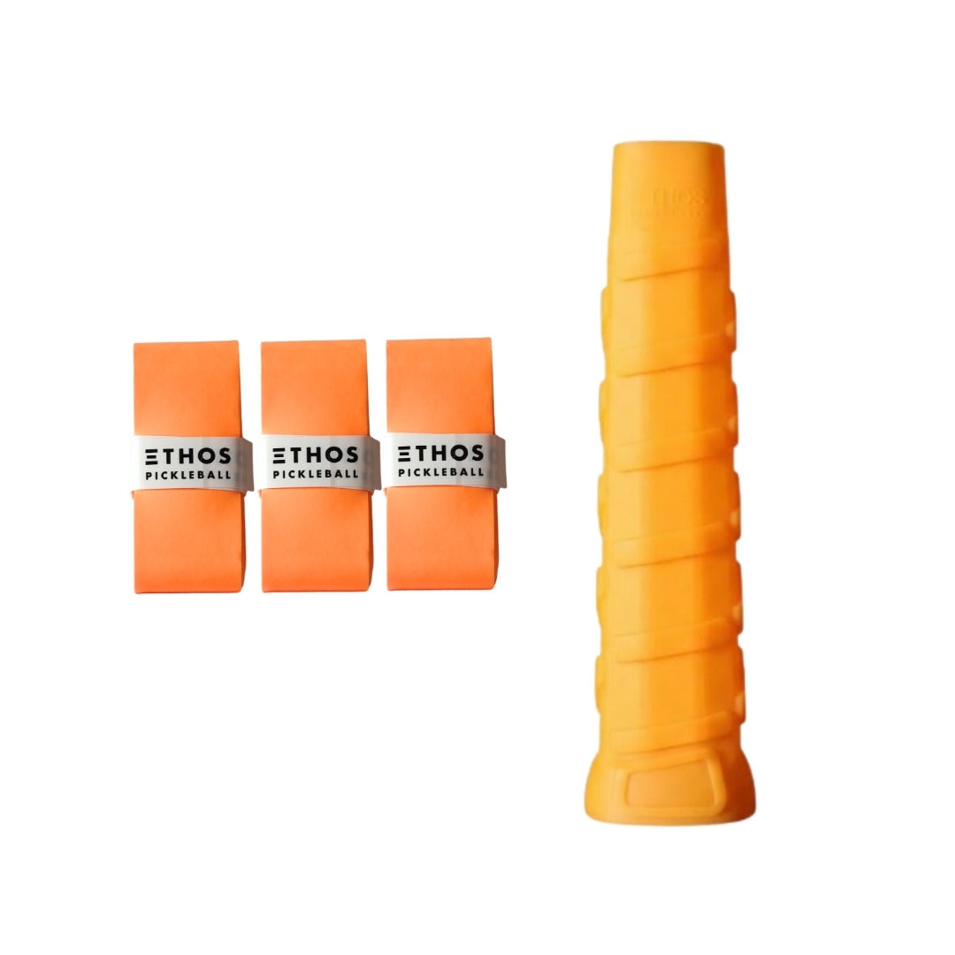 Ethos LH-LW orange undergrip 1-pack with orange Comfort overgrip 3-pack