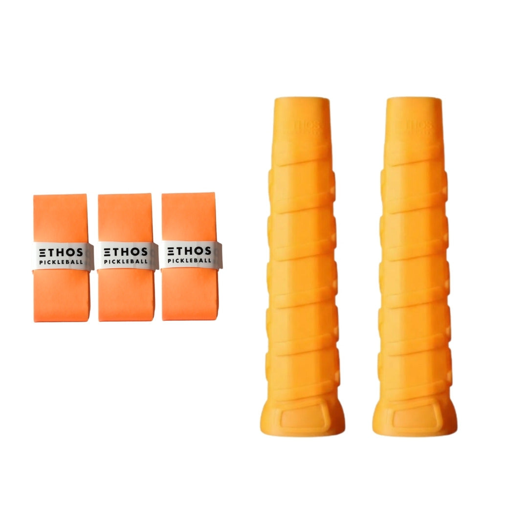 Ethos LH-LW orange undergrip 2-pack with orange Comfort overgrip 3-pack