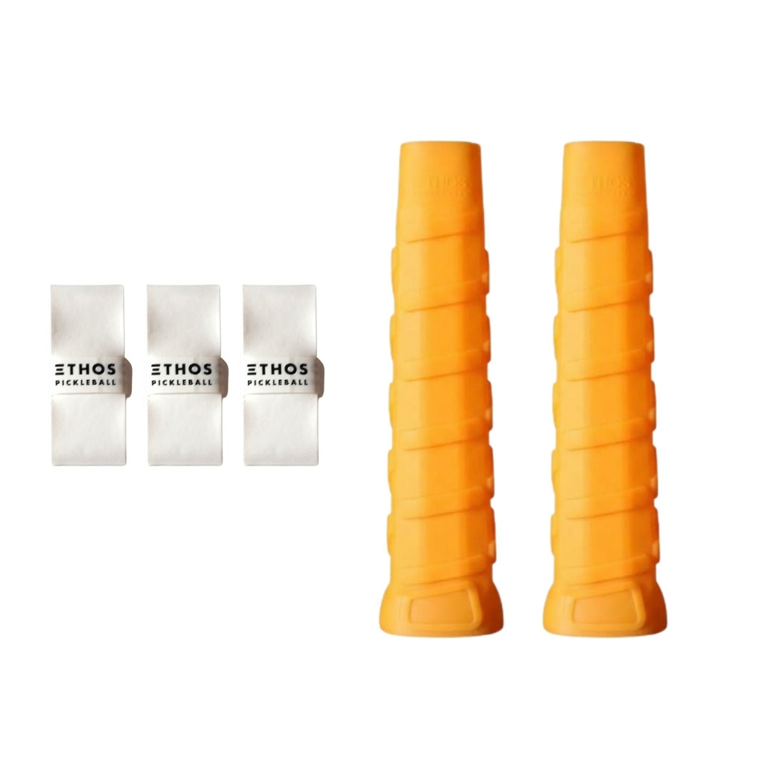 Ethos LH-LW orange undergrip 2-pack with white Comfort overgrip 3-pack