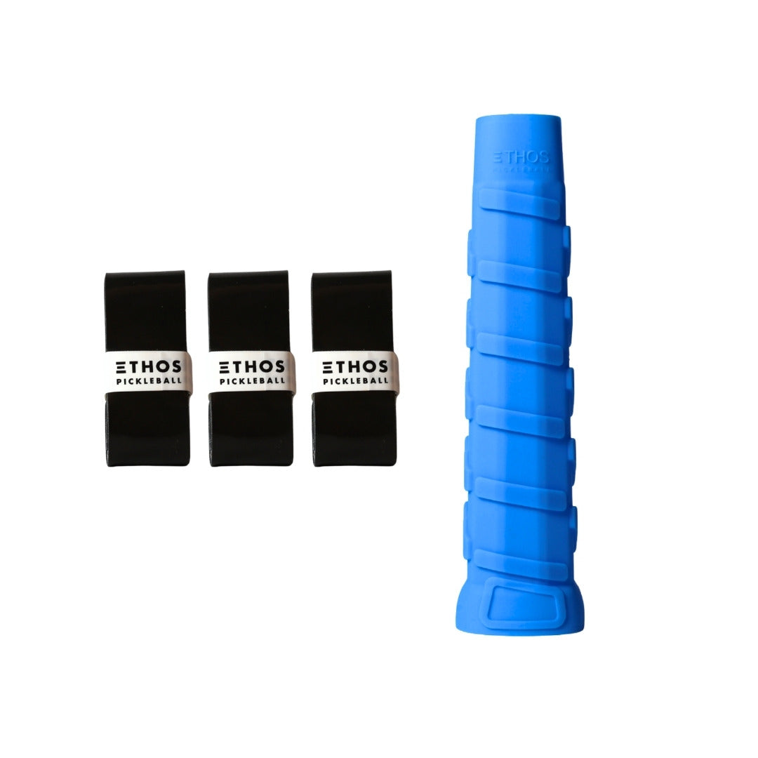 Ethos RH-LW blue undergrip 1-pack with black Comfort overgrip 3-pack