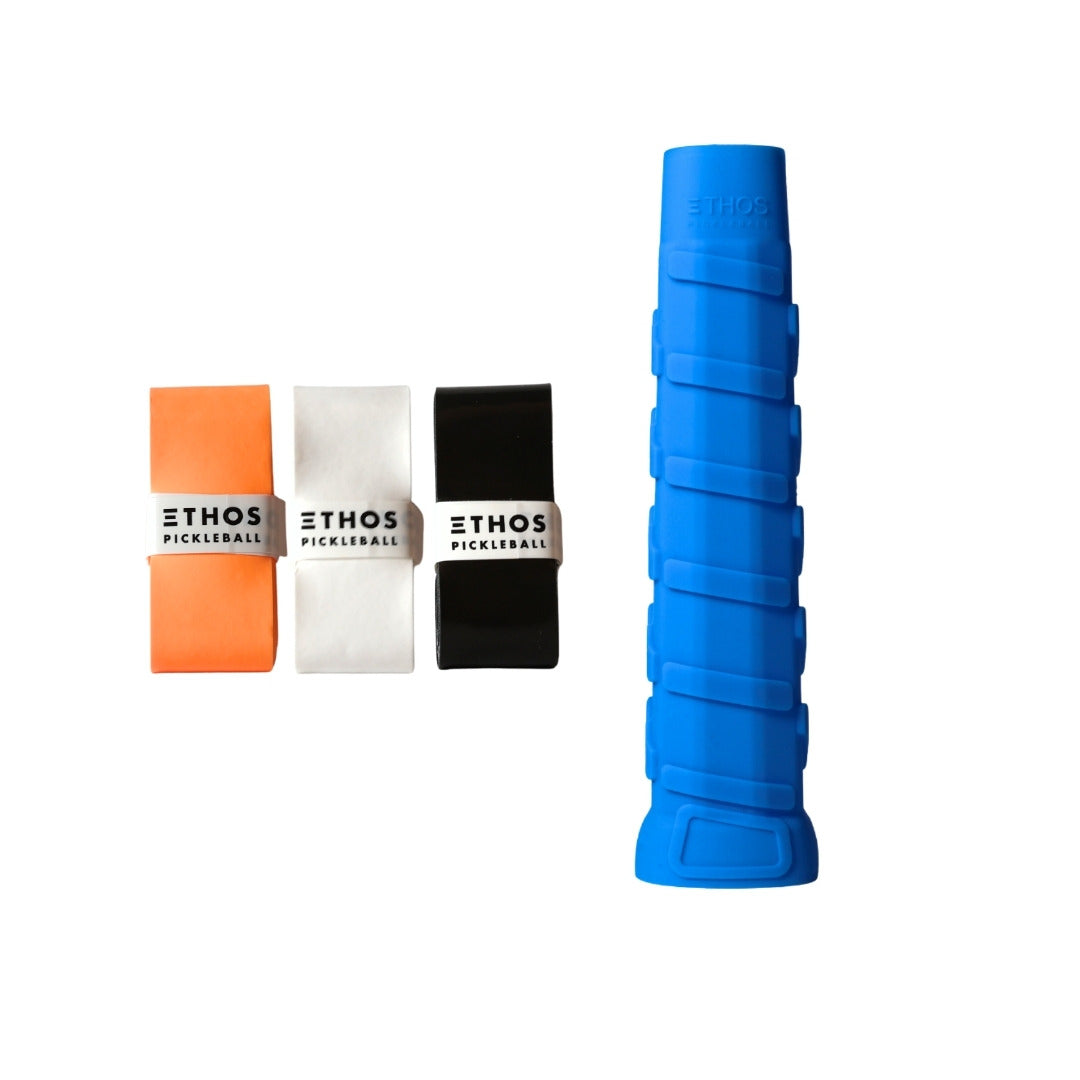 Ethos RH-LW blue undergrip 1-pack with multicolor Comfort overgrip 3-pack