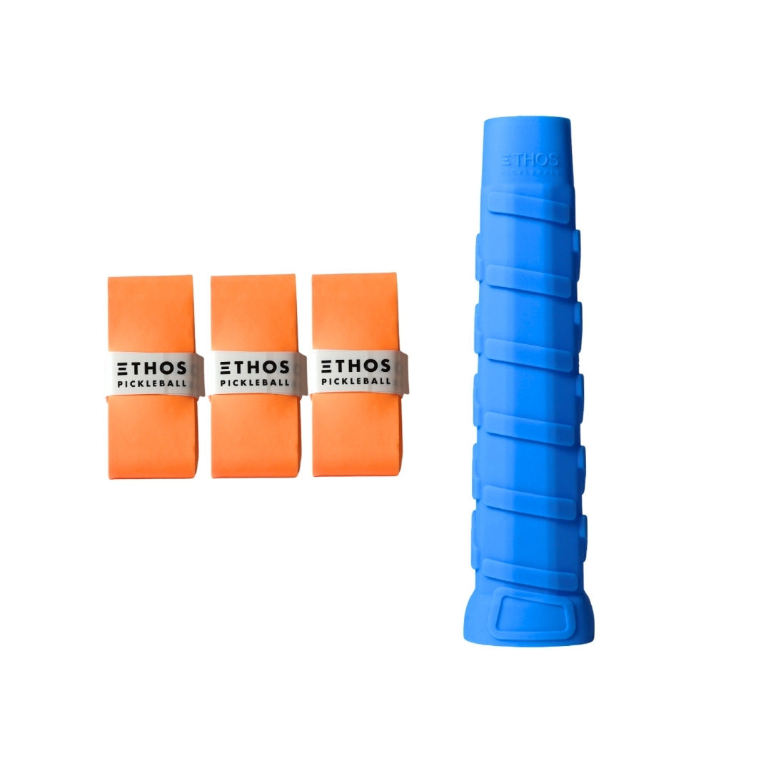 Ethos RH-LW blue undergrip 1-pack with orange Comfort overgrip 3-pack