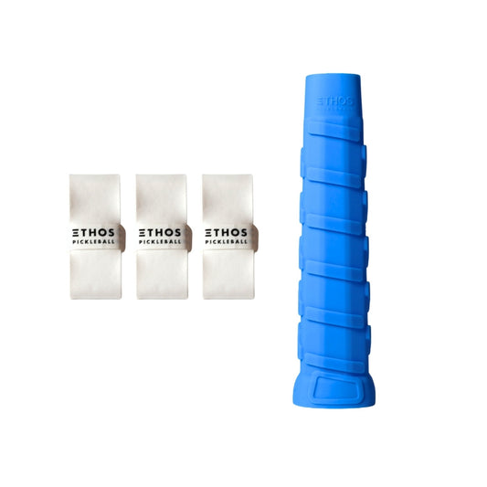 Ethos RH-LW blue undergrip 1-pack with white Comfort overgrip 3-pack