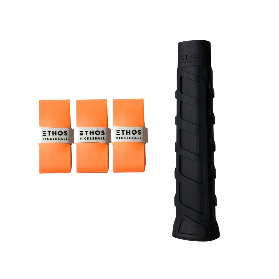 Ethos RH-MW black undergrip 1-pack with orange Comfort overgrip 3-pack