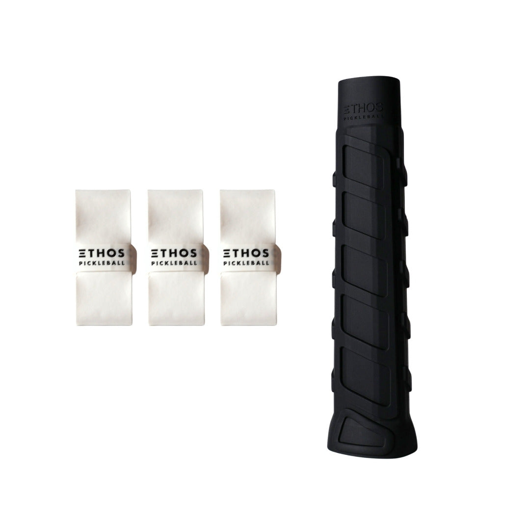 Ethos RH-MW black undergrip 1-pack with white Comfort overgrip 3-pack