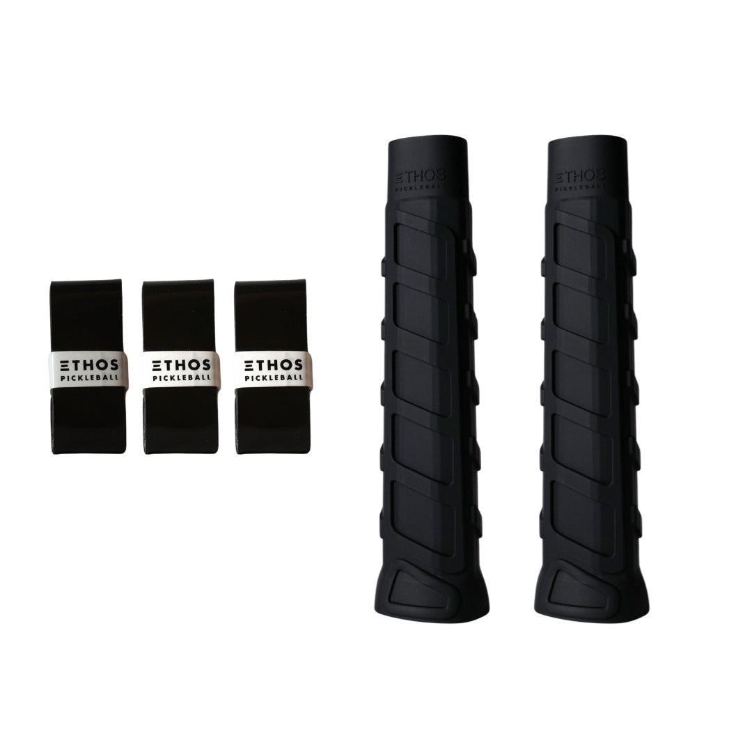 Ethos RH-MW black undergrip 2-pack with black Comfort overgrip 3-pack