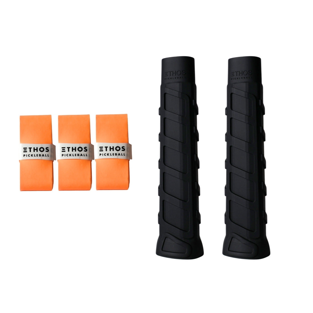 Ethos RH-MW black undergrip 2-pack with orange Comfort overgrip 3-pack