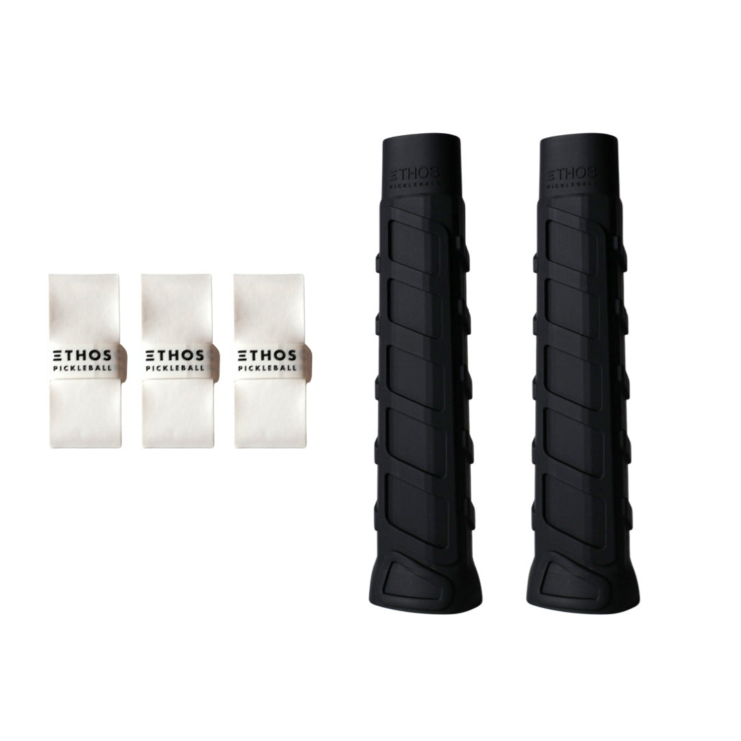 Ethos RH-MW black undergrip 2-pack with white Comfort overgrip 3-pack