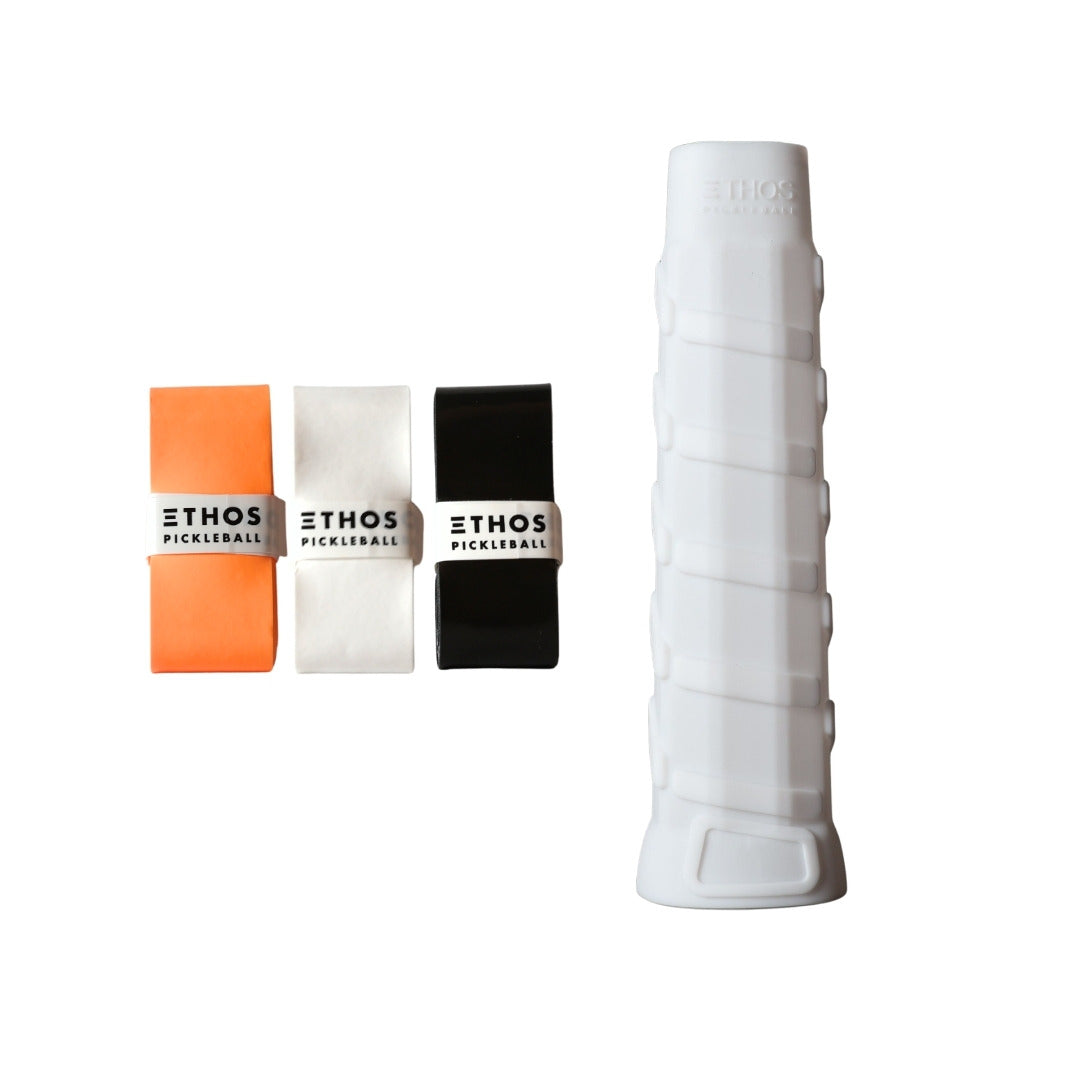 Ethos RH-UL white undergrip 1-pack with multicolor Comfort overgrip 3-pack