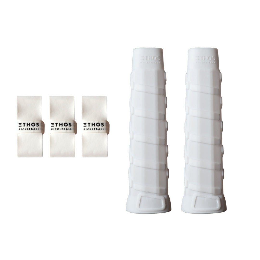 Ethos RH-UL white undergrip 2-pack with white Comfort overgrip 3-pack